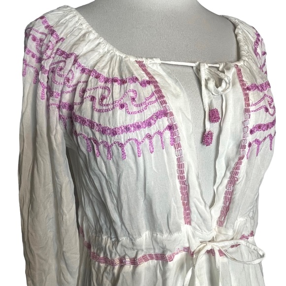 CHACH white/pink Beaded Sequin Embroidered CoverUp XL - Picture 4 of 16